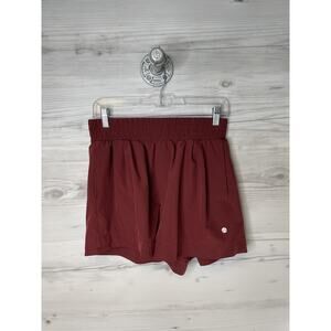 Apana Shorts Womens Medium Red Athletic Activewear Stretch Pockets Drawstring